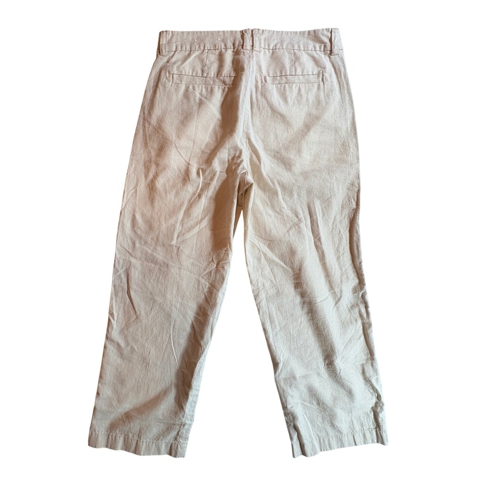 American Eagle Stovepipe Crop Pants Womens 2 Regular Beige Linen Blend Pleated - Picture 2 of 10